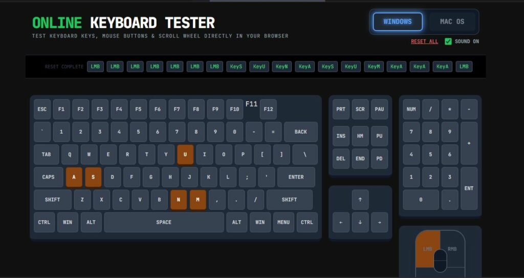 Online Keyboard Tester